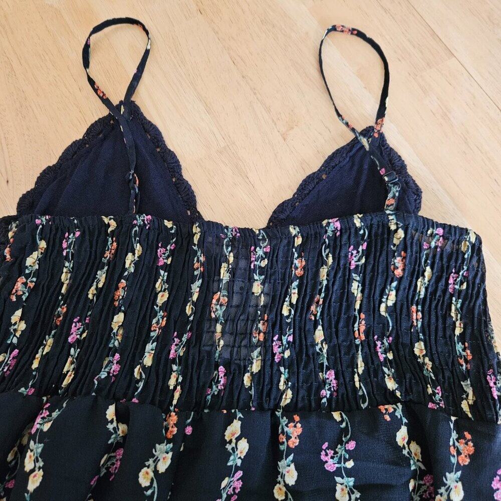 SALE Indulge Crochet Top High Low Dress Spaghetti strap Black Floral SZ XL NWT - Picture 5 of 9